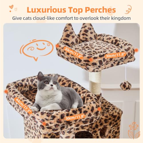 Cat Tree 71 in Extra Large Cat Tower for Inddor Cats (Leopard Print / 71 Inches)
