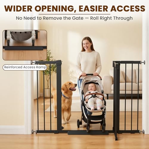 29.7 48" Baby Gate for Stairs (Black / 29.7-48"W x 30"H)