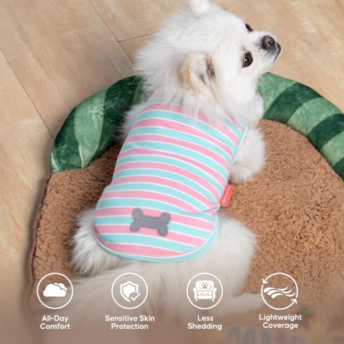 2Pack Cotton Dog Shirt for Small Dogs Soft Striped Tank Top (Small (4-7lbs) / 01# 2Pack (Pink+Striped))