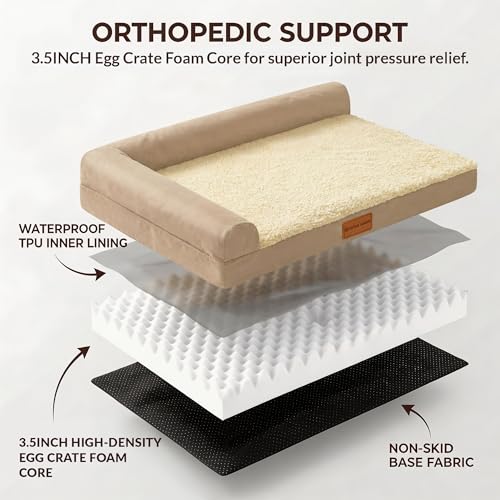 Orthopedic Medium Dog Bed Washable Pet Sofa Bed 30''X20''Beige (Beige / 30"L x 20"W x 3.5"Th)