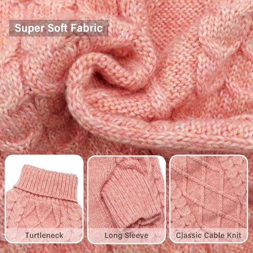 Dog Sweater for Small Dogs Turtleneck Thick Knit with Sleeves (Large (20-30lbs) / 09# Pink)