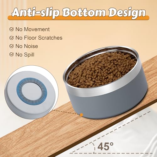 27oz Elevated Stainless Steel Dog Bowls Non (Grey)