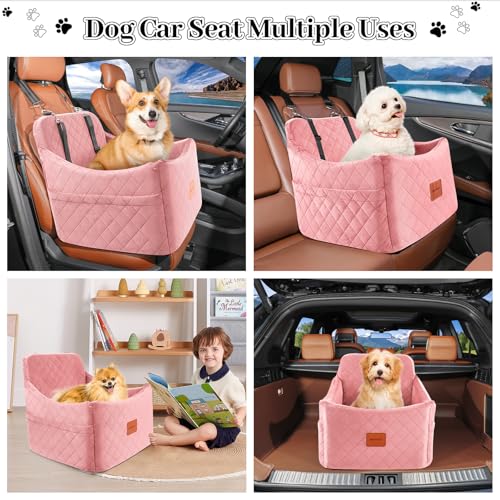 Dog Booster Car Seat for Dogs up to 35lbs (Pink / Medium)