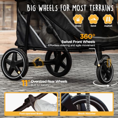 All Terrain Pet Stroller for Large & Medium Dogs (Black)
