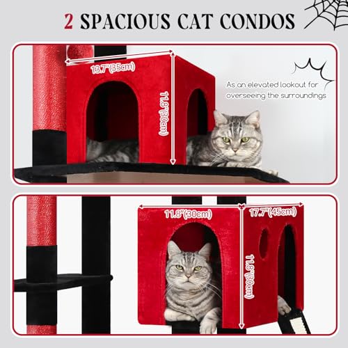 F70 Pro Heavy Duty Cat Tree Tower for Indoor Cats Large Adult (70inch / Red Black)
