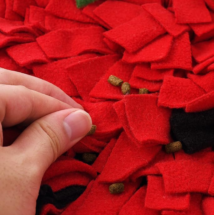 Ferret Cats Snuffle Mat Fleece Foraging Mats Interactive Feeding Toy Small Animal Rabbit Guinea Pig Rat Hamster Anti Slip Treat Dispenser Slow Feeder (Strawberry)