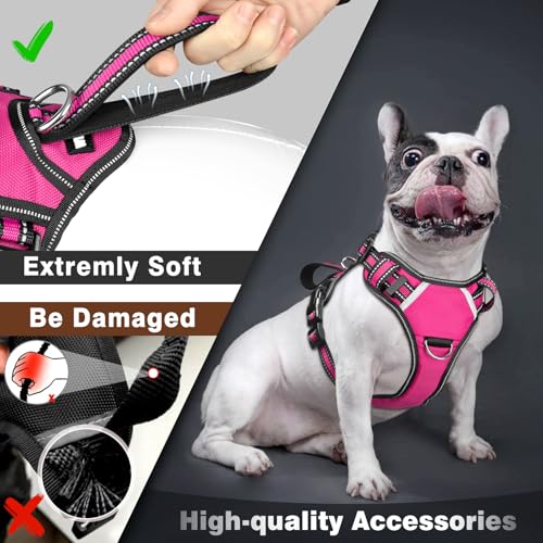 Service Dog Vest No Pull Dog Harness with 7 Dog Patches (Large / Rose Pink)