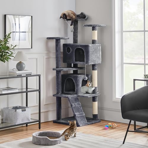 70in Multi Level Sturdy Cat Tree (Dark Gray / 70in)