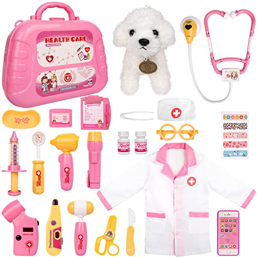 Doctor Kit with Puppy for Kids (Pink case with doll)
