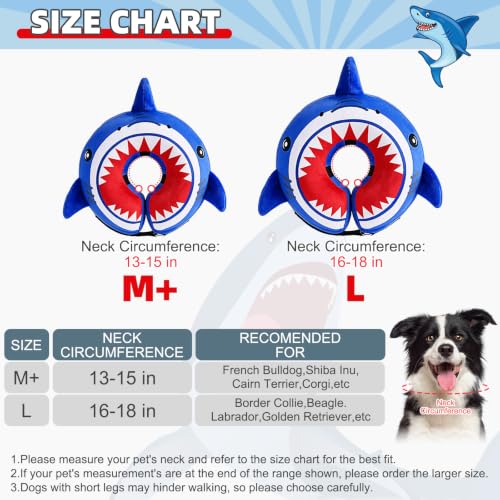 Inflatable Dog Cone Collar (Blue Shark / M+ (Neck:13-15in))