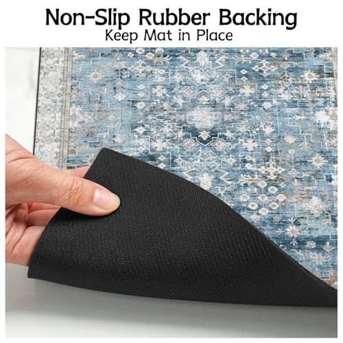 Pet Food Mats for Floor (Blue / 24"l X 16"w)