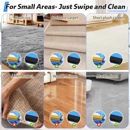 2 in 1 Carpet Rake for Pet Hair Removal Tool (Blue)