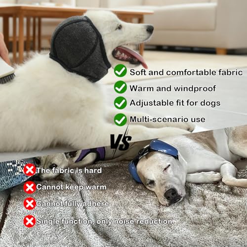Dog Ear Muffs Noise Protection for Grooming (Grey / S(Head Circle:10-14))
