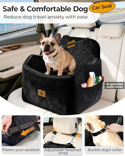 Dog Car Seats for Small Dogs Up to 35 lbs (Black)