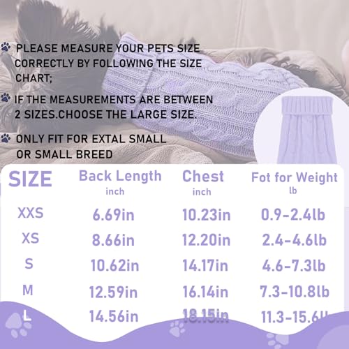 2 Pack Dog Sweaters for Small Dogs (X-Small / Purple-Beige)