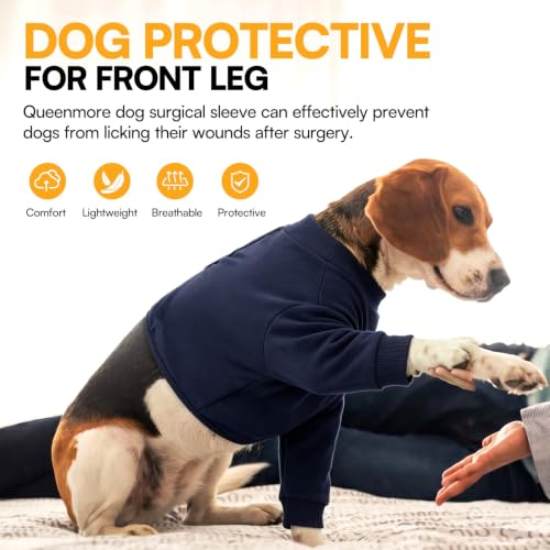 Recovery Sleeve for Dogs Front Leg (X-Small / NavyBlue)