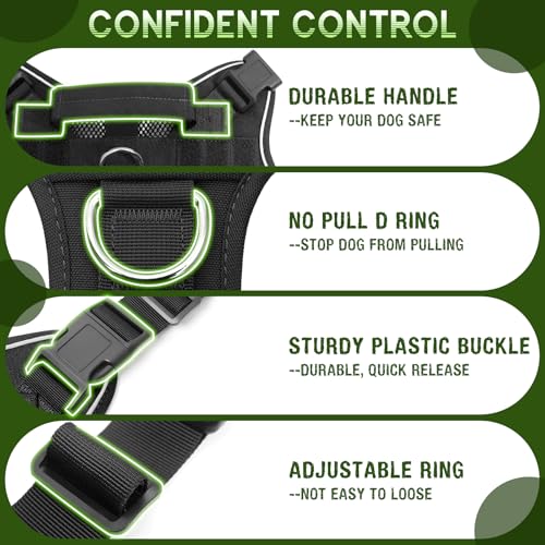 Tactical Molle Vest Mesh Dog Harness with 10 Removale Pet Patches (Small / Black)