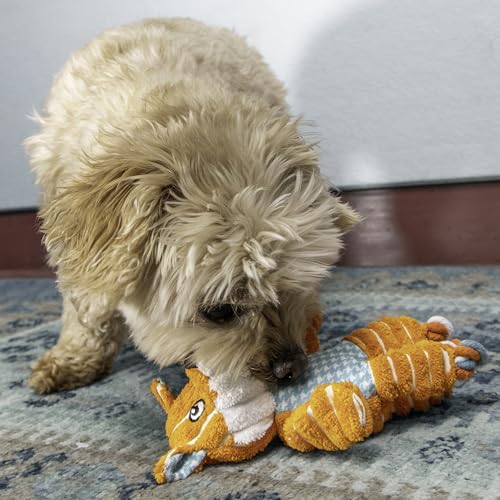 Floppy Knots Durable No‑Stuffing Squeaky Rope & Plush Dog Toy (Fox / X-Small)