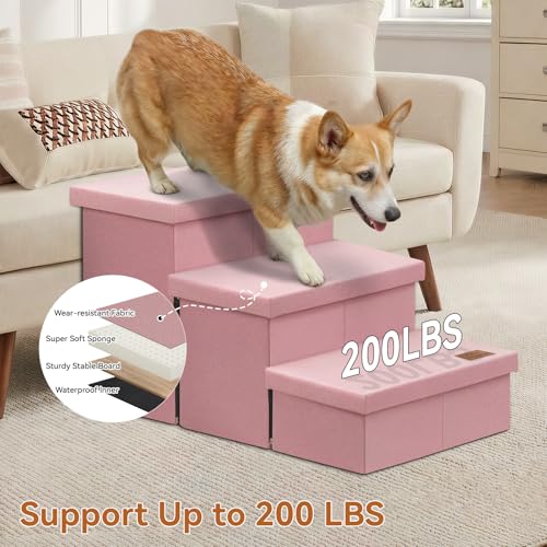 Dog Stairs with Storage (Pink No Condo / 3)