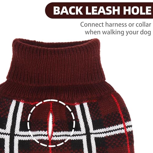 Dog Christmas Sweaters for Large Medium Small Dogs (XS - Chest 15", Back 10" / Deep Red)