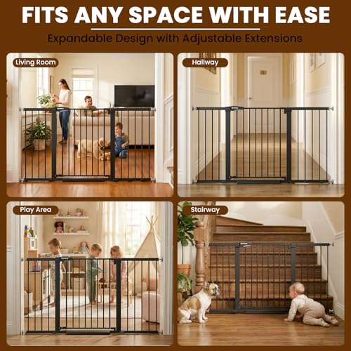 29.7 57" Extra Wide Baby Gate (Black / 29.7-57"W x 30"H)