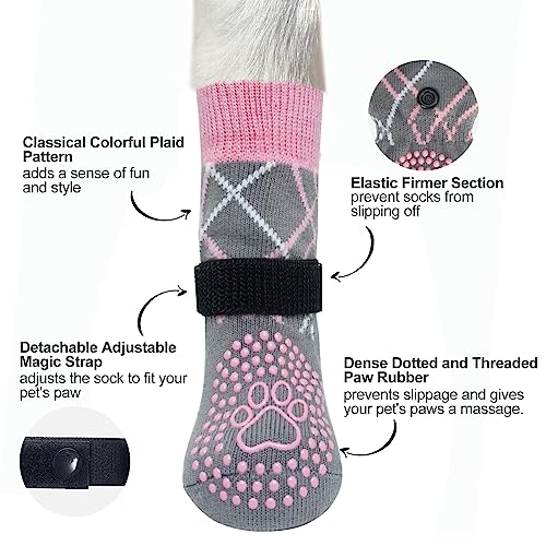 6PCS Dog Socks to Prevent Licking Paws for Hot (Pink / L(Pack of 6))