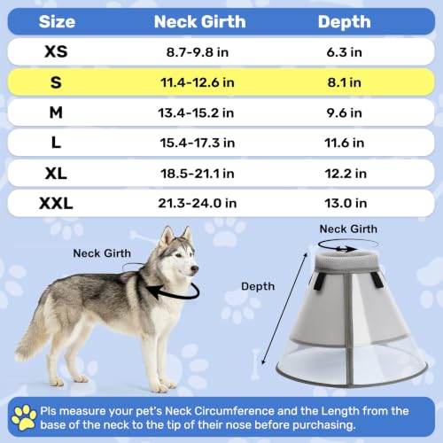 Dog Cone to Stop Licking (S (Neck: 11.4-12.6") / Grey)