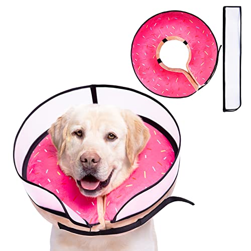 Inflatable Dog Cone Collar with Enhanced Anti (Medium+ / Donut Pink)