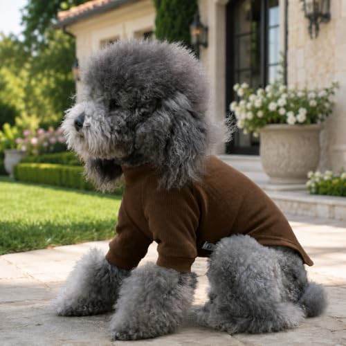 Ribbed Dog T Shirt Cotton Knitted Dog Sweaters for All Season Pet T (XL (for Medium Dog) / Coffee)
