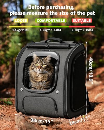 Cat Backpack Carrier (Gray / 14.9"L x 11.0"W x 19.6"H)