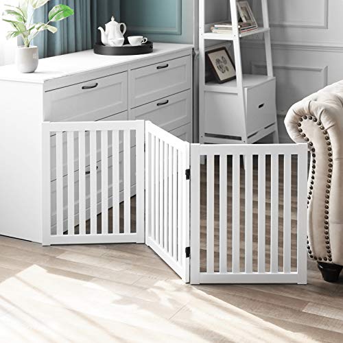 24" Freestanding Dog Gate (White / 3 Panel 60" Wide)