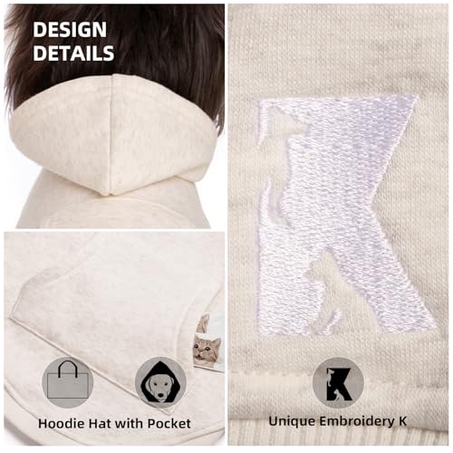 Dog Hoodie Fleece (5XL-(50~77lb) | Chest(~35") / Beige)