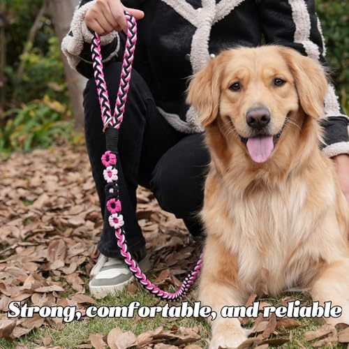 5FT Braided Cotton Rope Leash for Small (Pink Velvet)