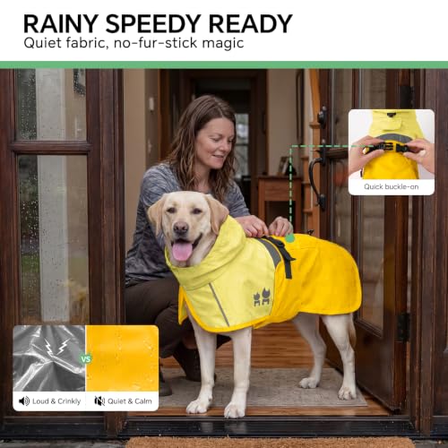 Dog Raincoat Adjustable Hooded Reflective Jacket with Pocket (Yellow / XX-Large)