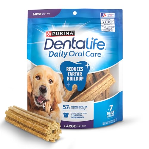 Purina Dentalife Daily Oral Care Chicken Flavor Large Breed Dog Dental Chews (7 Count (Pack of 4))