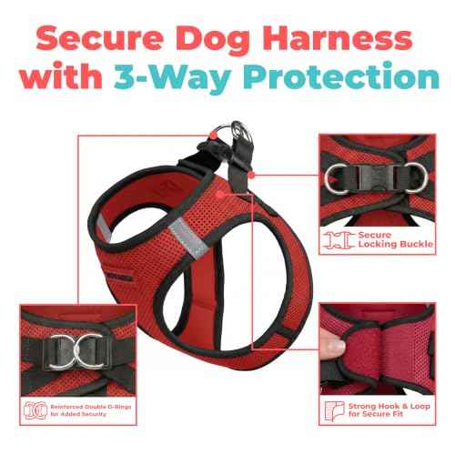Voyager Step in Air Dog Vest Harness (Red/Black Trim / XXS (Chest: 12 - 13.5"))