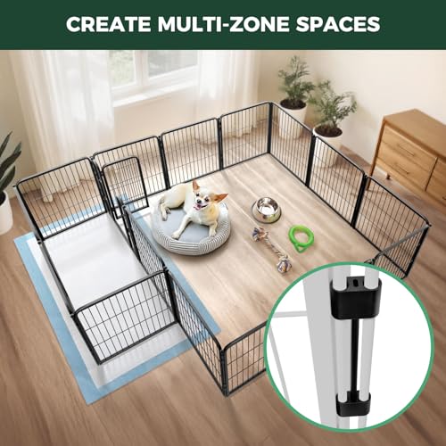 Homeplus Indoor Dog Playpen with Divider Connectors (Black / 24"H)