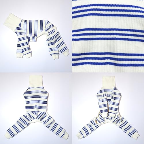 D Doggy Star Italian Greyhound Clothes Soft Stretchy Onesie Refined Stripe Outfit Whippet for Dog Coat (S / Onesie Blue Stripe)