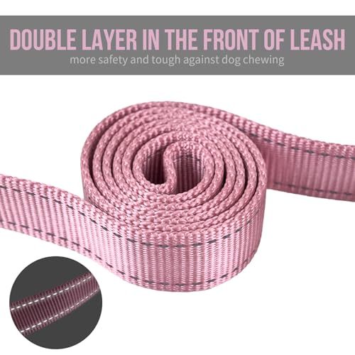 No Pull Dog Leash with Handle for Medium Large Dogs (Pink / 4FT)