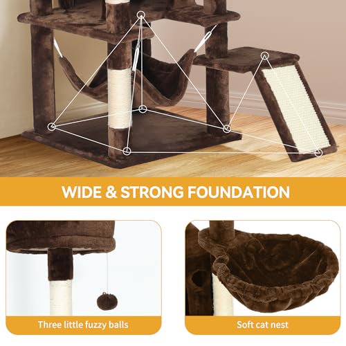 75 Inch Tall Cat Tree Indoor (Brown / 75 inch)
