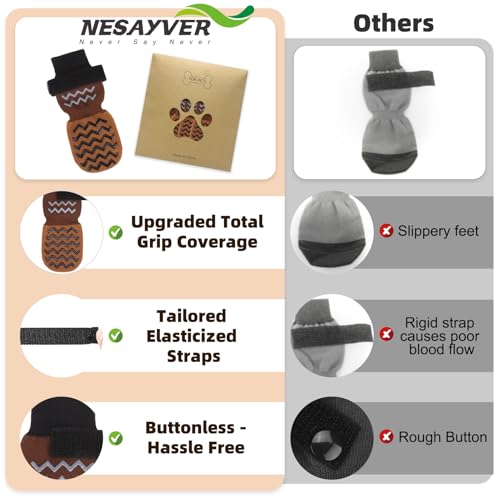 Dog Socks Shoes for Hot Pavement to Prevent Licking Paws (Khaki / Medium (Paw Width: 2.6"))