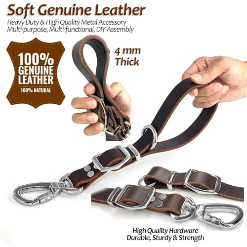 Leather Short Dog Leash (Width: 1.0" Length: 14-25")