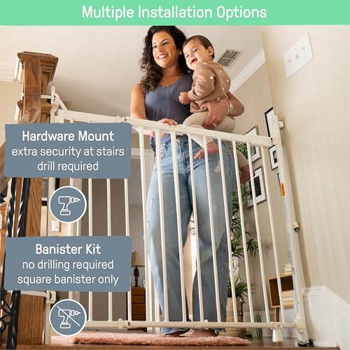 Stairway+ 46W Series Safety Pet and Baby Gate (White Metal)