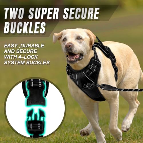 Dog Harness No Pull for Large Dogs Front Back Clips (X-Large(Chest:30-38”) / Black)