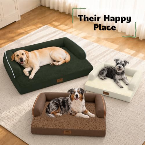 Orthopedic XL Dog Bed with Bolster for Extra Large Size Dogs (42.0"L x 30.0"W x 8.0"Th / Outpost Olive)