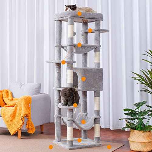 Cat Tree for Large Cats 20 lbs (Light Gray / 69 inch)