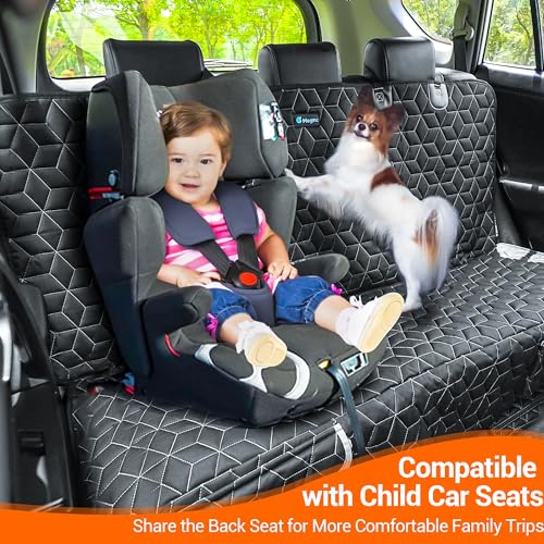 Dog Car Seat Cover (Medium-54" / Bench-Black)