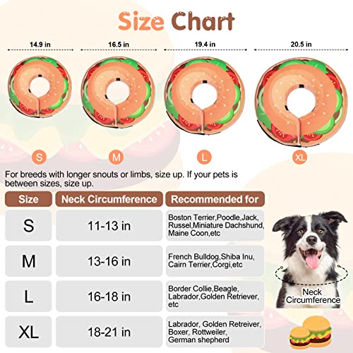 Dog Cone Collar Alternative After Surgery (Hamburger Donut / XL(Neck:18"-21"))