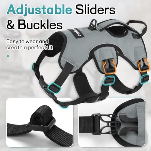 Escape Proof Dog Harness for Large (Grey / Large)