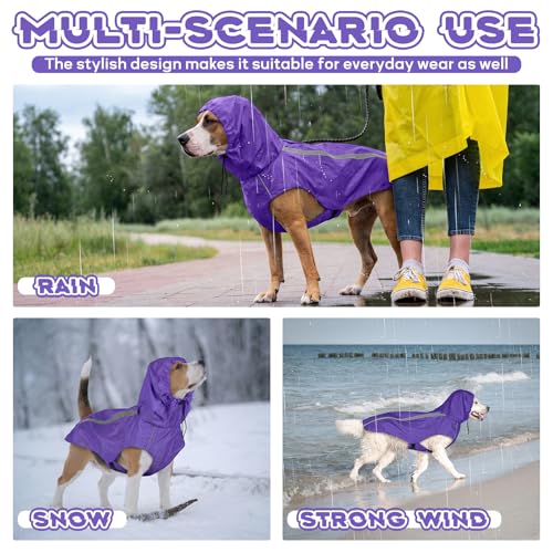 Purple Dog Raincoat with Reflective Strip Hoodie (XXXL / Purple)